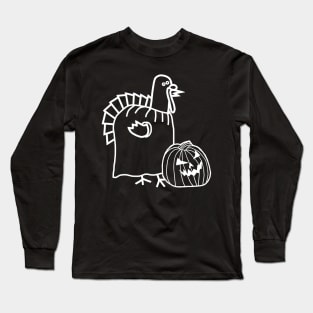 Spooky Thanksgiving Turkey Halloween Pumpkin Costume Long Sleeve T-Shirt